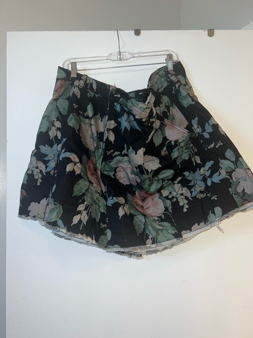 Black denim Floral A-Line ahorts